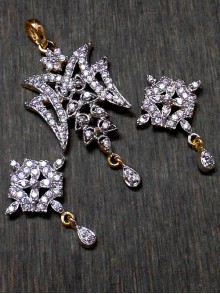 CZ Pendant With Earrings